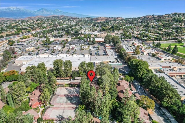 bird's eye view with a mountain view