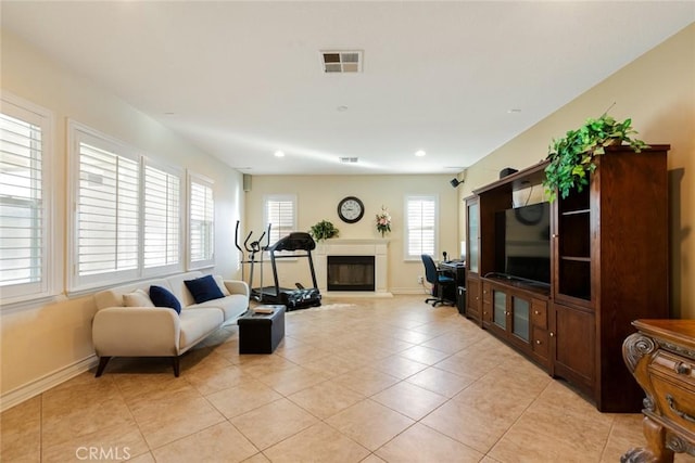 view of tiled living room