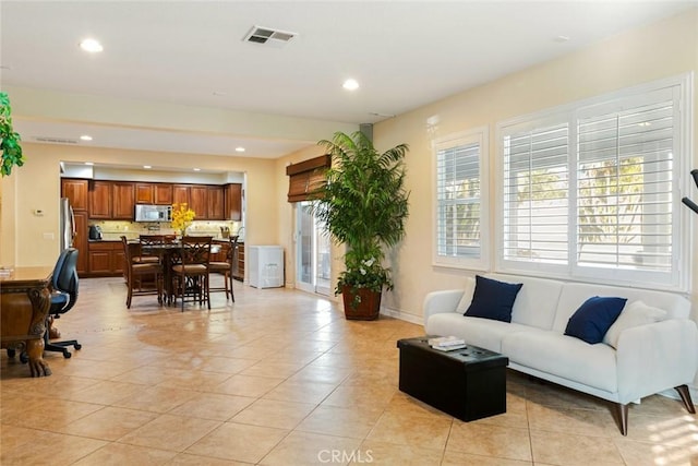 view of tiled living room