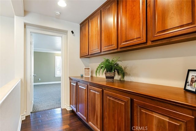 hall featuring dark hardwood / wood-style flooring