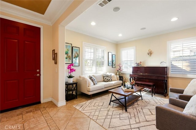 interior space with a wealth of natural light and ornamental molding