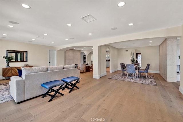 living room featuring light hardwood / wood-style flooring