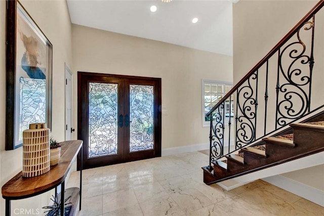 foyer featuring french doors