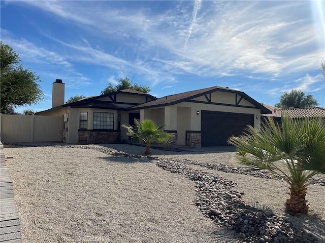 single story home with a garage