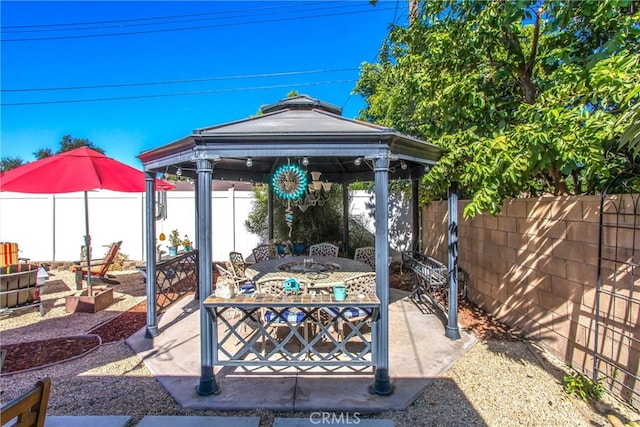 view of patio with a gazebo