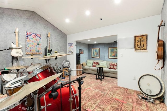 interior space featuring lofted ceiling