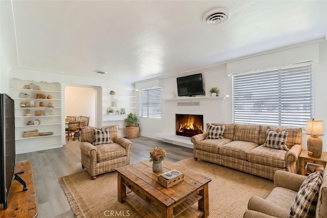 living room featuring light hardwood / wood-style floors