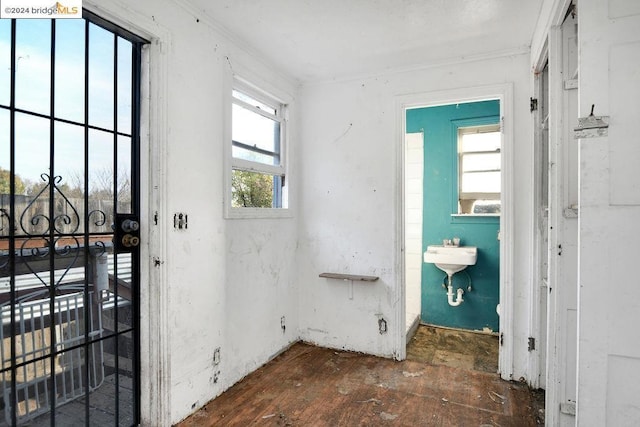 interior space featuring crown molding