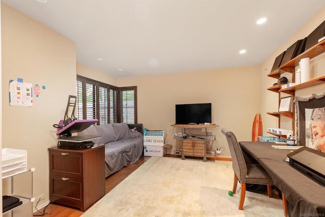 office space featuring light hardwood / wood-style floors