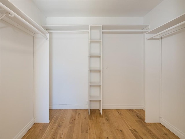 spacious closet with light hardwood / wood-style flooring