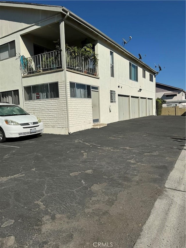 view of building exterior featuring a garage