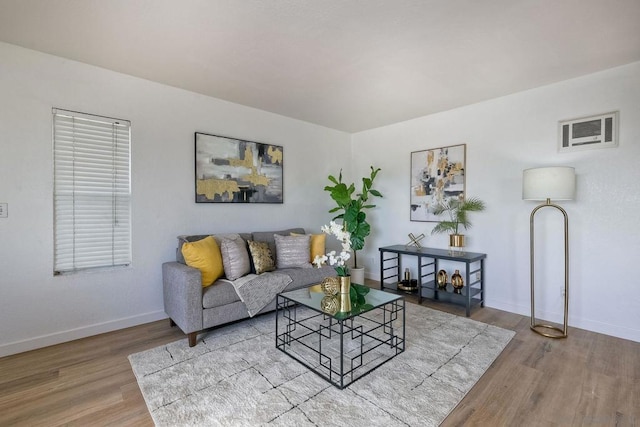 living room with hardwood / wood-style flooring