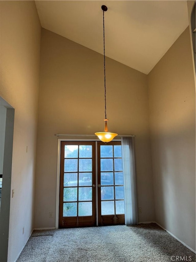 details featuring french doors and carpet flooring