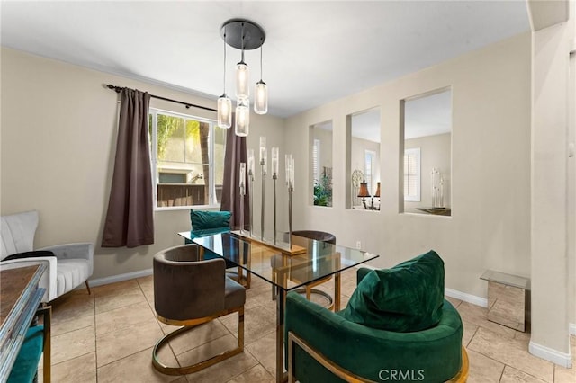 sitting room with light tile patterned floors