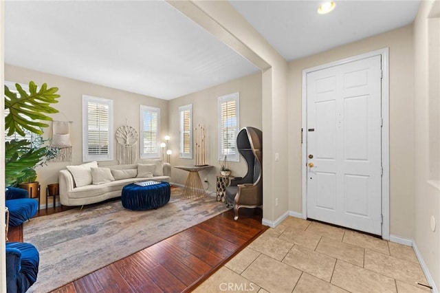 entrance foyer with light wood-type flooring