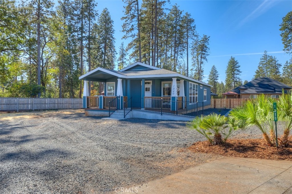 view of front of home featuring covered porch