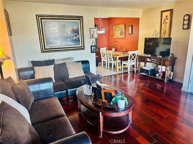 living room featuring wood-type flooring