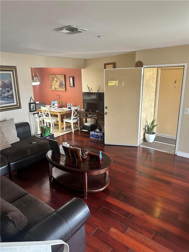 living room with hardwood / wood-style floors