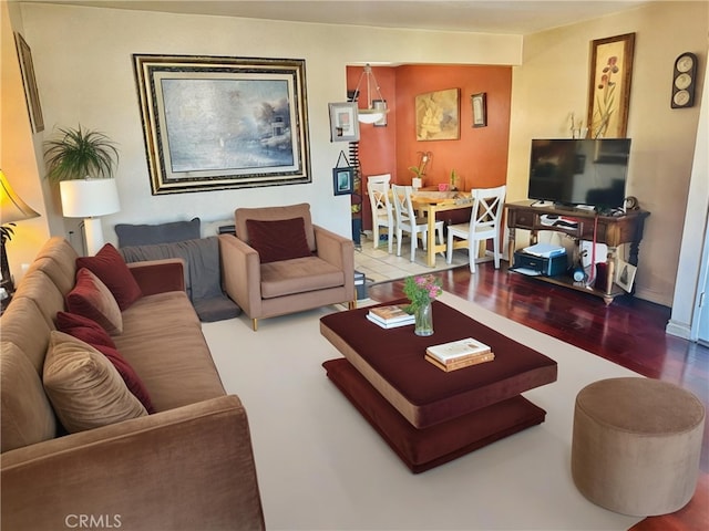 living room featuring wood-type flooring