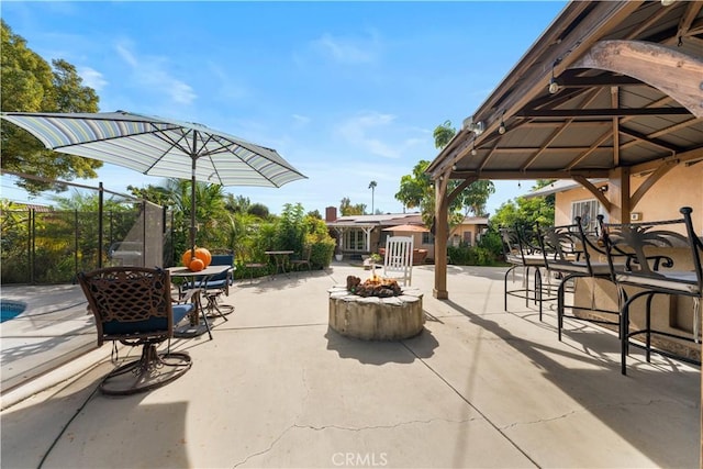 view of patio / terrace featuring a gazebo