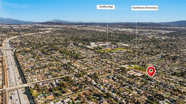 aerial view featuring a mountain view