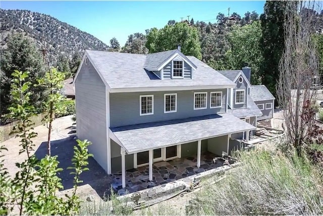 view of front of house with a mountain view