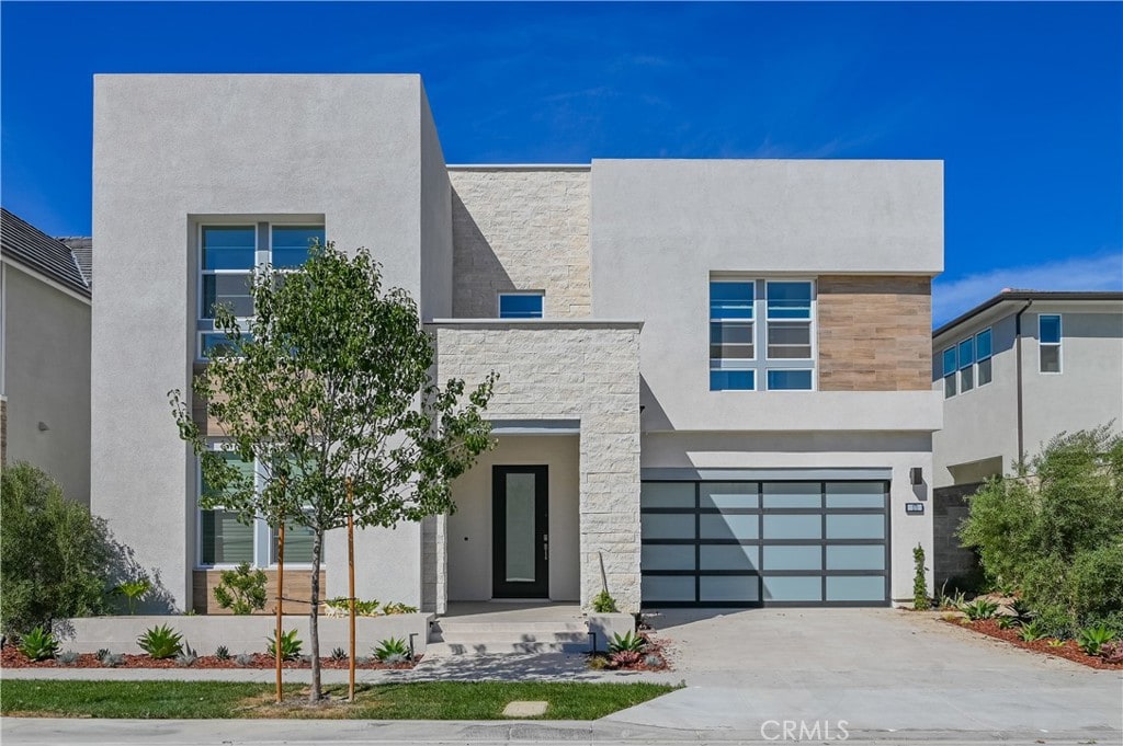 contemporary home featuring a garage