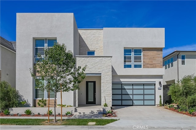 contemporary home featuring a garage