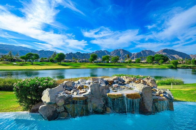 view of water feature with a mountain view