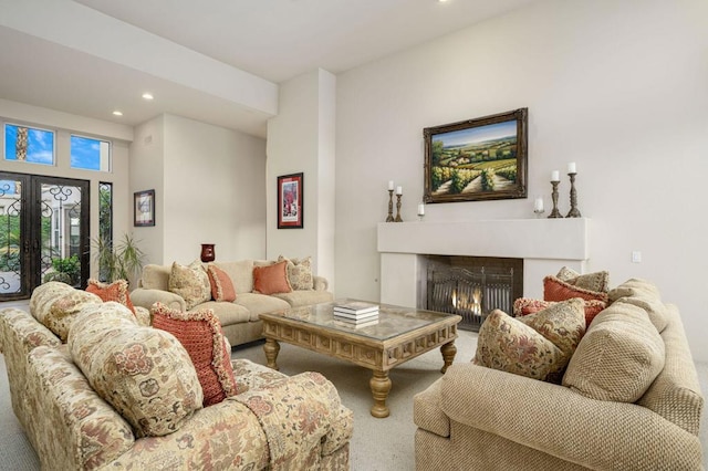 living room with carpet flooring