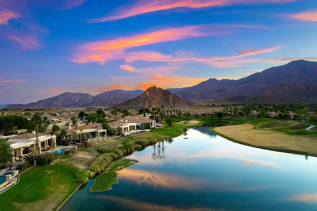 view of property's community with a water and mountain view