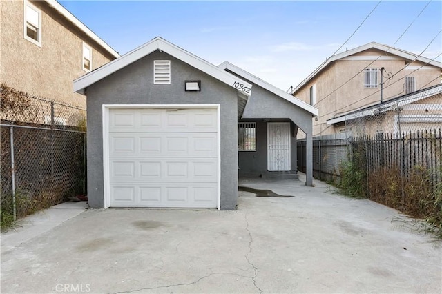 view of garage