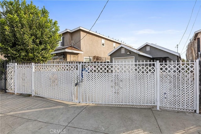 exterior space with a garage