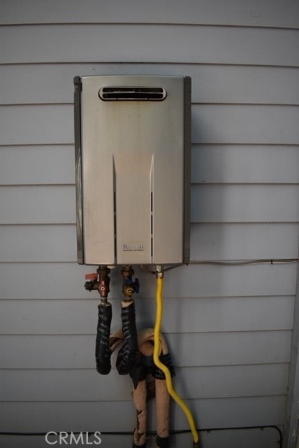 details with water heater and wood walls