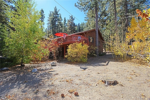 view of front of home with a deck