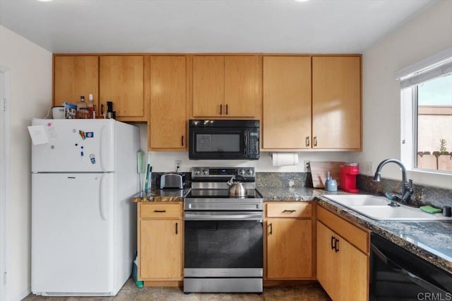 kitchen with sink and black appliances