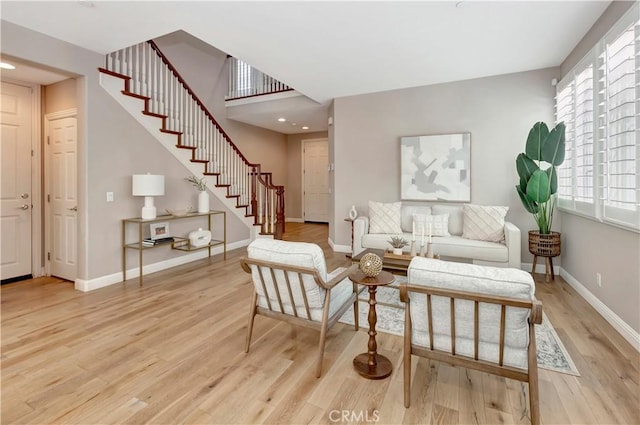 living room featuring light hardwood / wood-style flooring