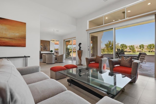 living room featuring a wealth of natural light