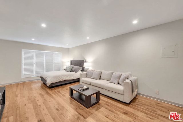 bedroom featuring light wood-type flooring