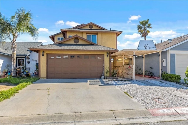 view of property with a garage