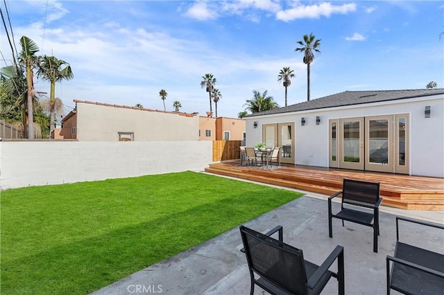 view of yard featuring a deck