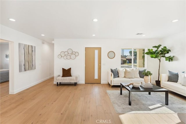 living room featuring light hardwood / wood-style flooring