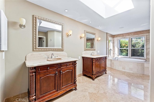 bathroom featuring a tub and vanity