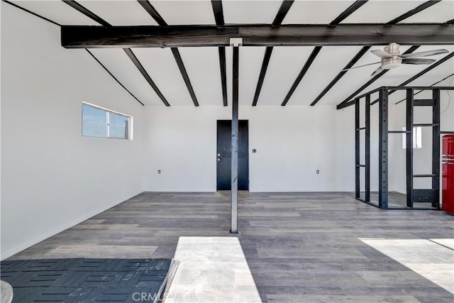 garage featuring ceiling fan