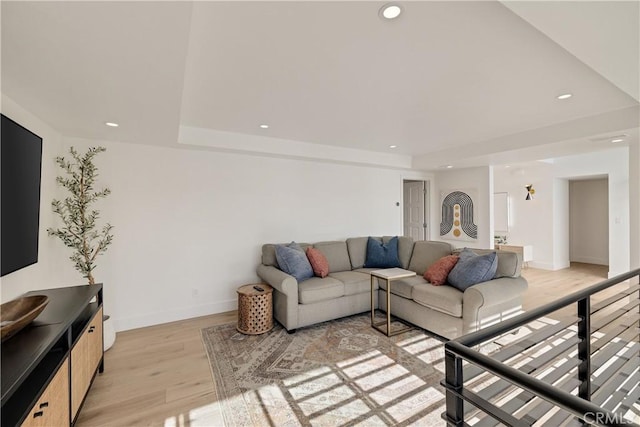 living room featuring light wood-type flooring