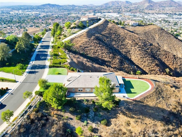 aerial view with a mountain view