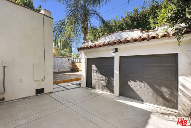 view of garage