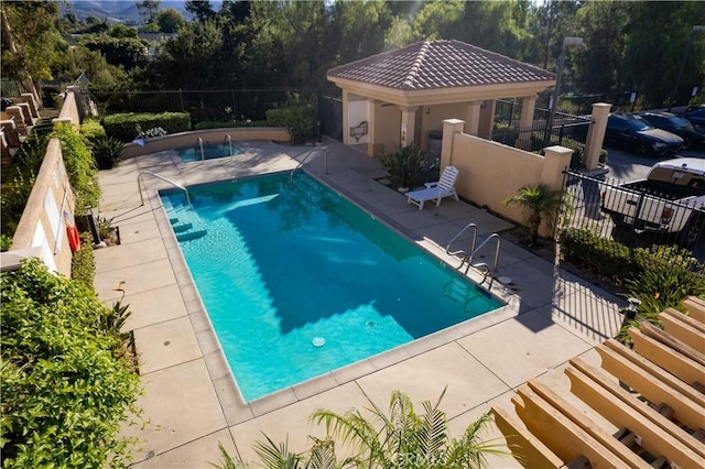 view of swimming pool with a patio