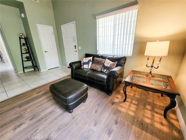 living room featuring light hardwood / wood-style flooring