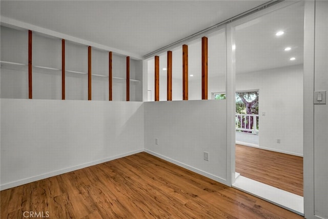 spare room featuring wood-type flooring